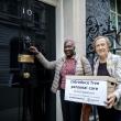 Two campaigners at Downing Street